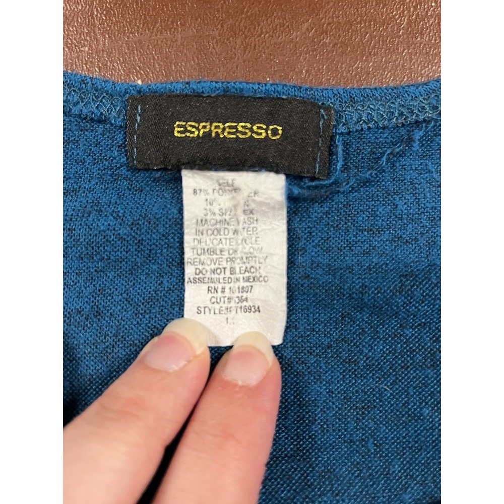 Espresso Womens Size XL Polyester‎ Blouse Teal Ruching On Sides 3/4 Sleeve - Picture 5 of 6